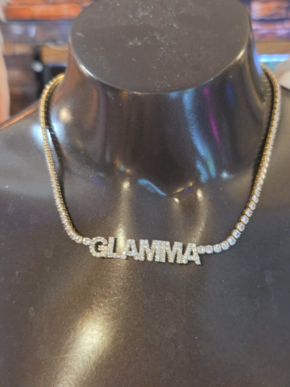Vintage Rhinestone GLAMMA Necklace Fashion Jewelry****READ****